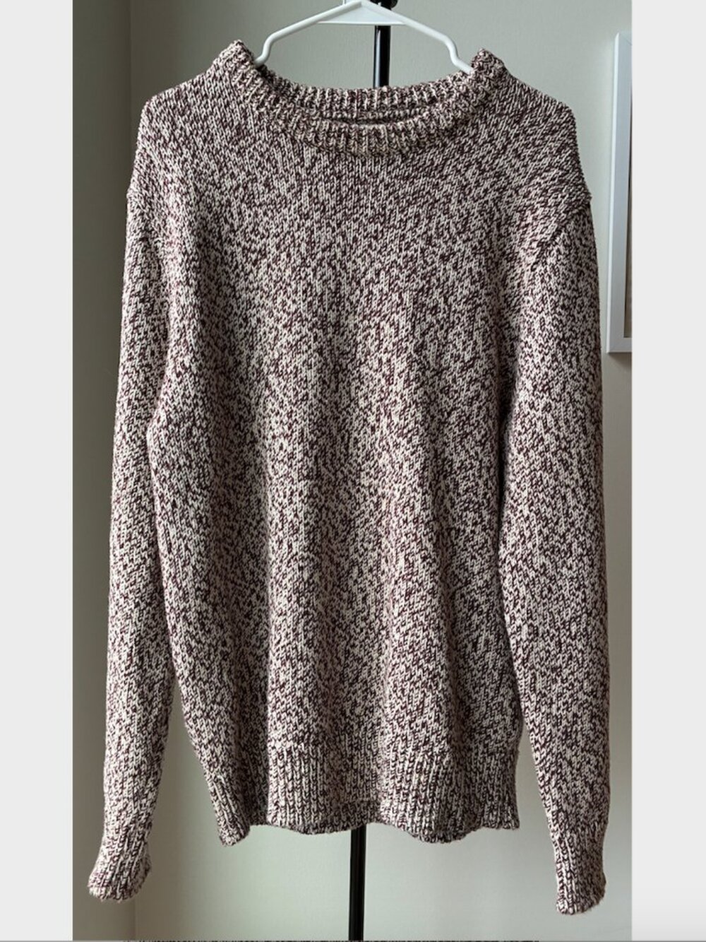 J. Crew Marled Cotton Crewneck Sweater in Brown and White - Size M